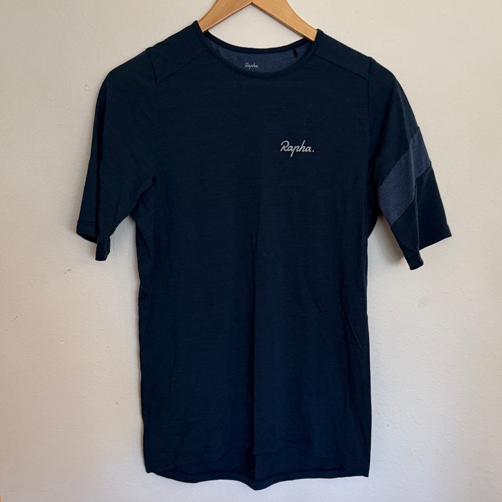 Rapha sz XS Men's Trail Merino Short Sleeve Dark Navy Short Sleeve Cycling Shirt